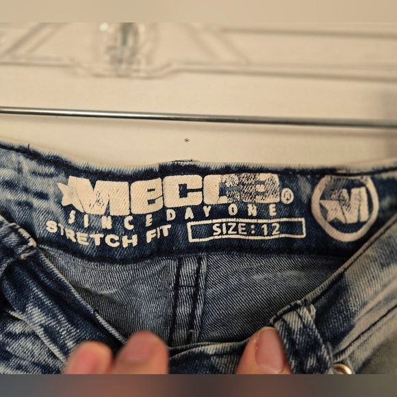 Mecca Acid Washed Crinkle Lines Skinny Stretch Fit Boys Size 12 - Picture 3 of 6